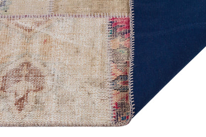 Handmade Wool Turkish Patchwork Rug: 4x6 Vintage Bohemian Area Rug