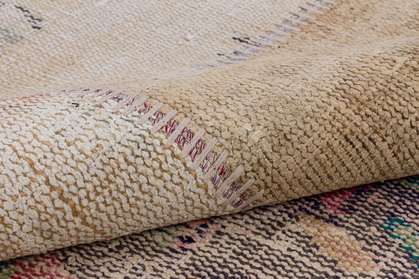 Handmade Wool Turkish Patchwork Rug: 4x6 Vintage Bohemian Area Rug