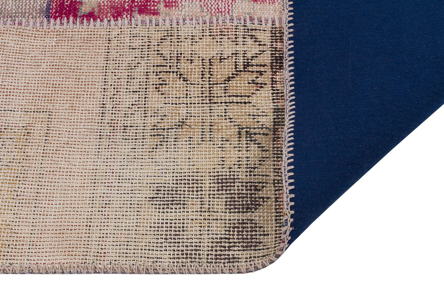 Handmade Wool Turkish Patchwork Rug: 5x8 Vintage Bohemian Area Rug