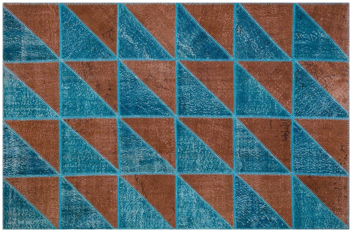 5.6x8, Handmade Wool Turkish Patchwork Rug – Vintage, Bohemian, One-of-a-Kind Area Rug