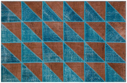 5.6x8, Handmade Wool Turkish Patchwork Rug – Vintage, Bohemian, One-of-a-Kind Area Rug