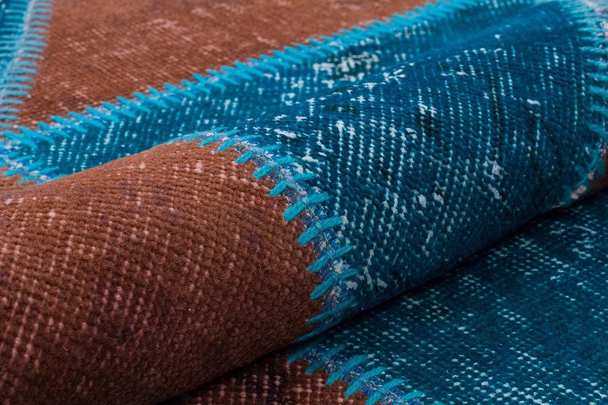 5.6x8, Handmade Wool Turkish Patchwork Rug – Vintage, Bohemian, One-of-a-Kind Area Rug
