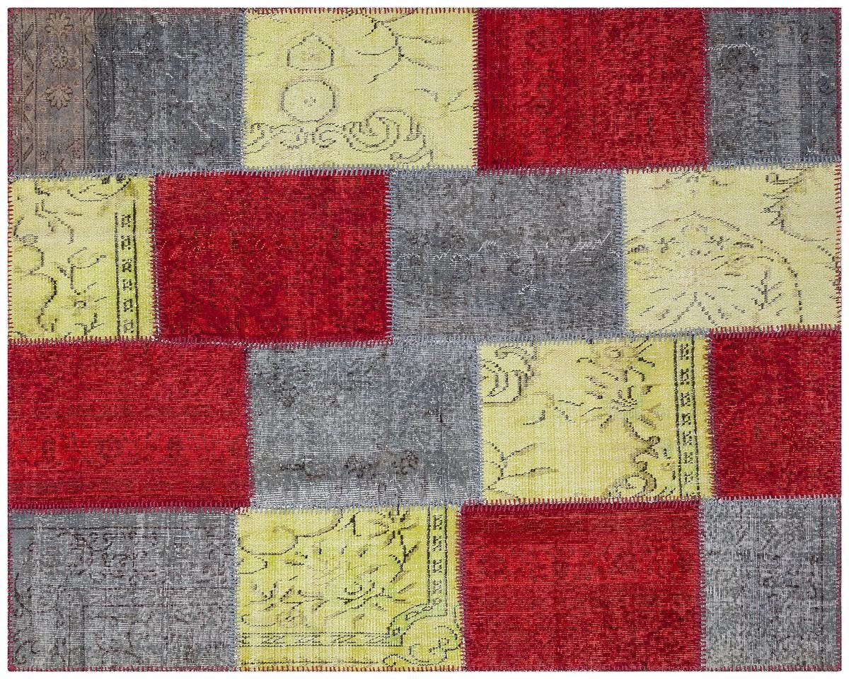 5.6x8, Handmade Wool Turkish Patchwork Rug – Vintage, Bohemian, One-of-a-Kind Area Rug