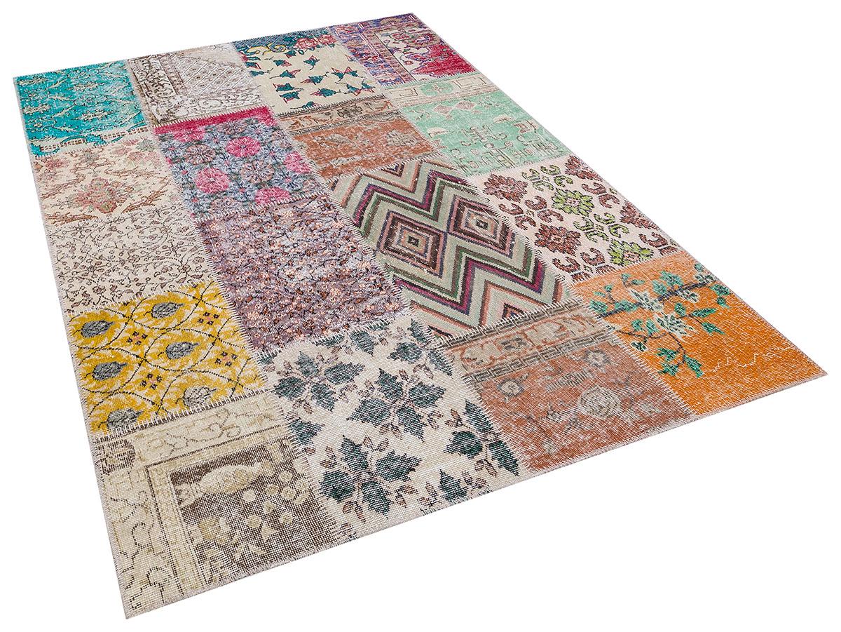 5x8, Handmade Wool Turkish Patchwork Rug – Vintage, Bohemian, One-of-a-Kind Area Rug