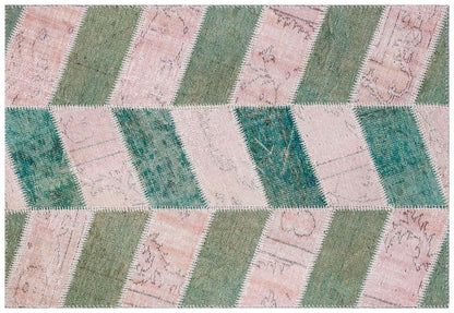 Handmade Wool Patchwork Rug: 3.9x5.7 ft Turkish Bohemian Area Rug