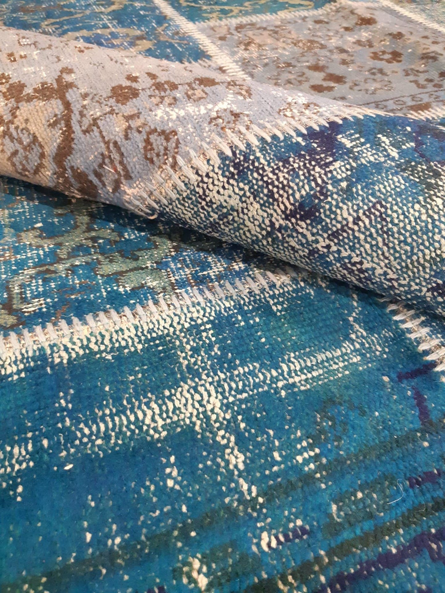 5.6x8, Handmade Wool Turkish Patchwork Rug – Vintage, Bohemian, One-of-a-Kind Area Rug