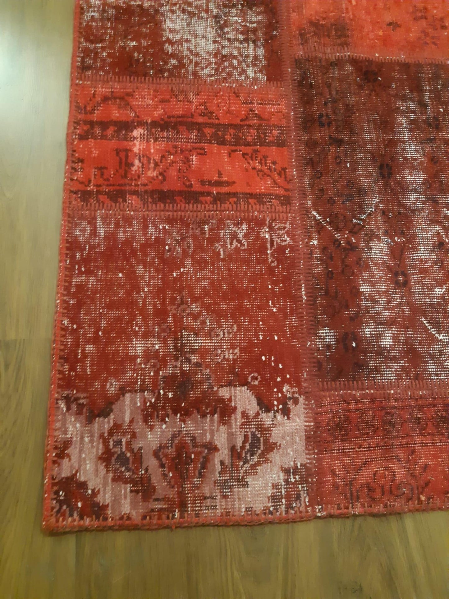 5.4x9.2, Handmade Wool Turkish Patchwork Rug – Vintage, Bohemian, One-of-a-Kind Area Rug