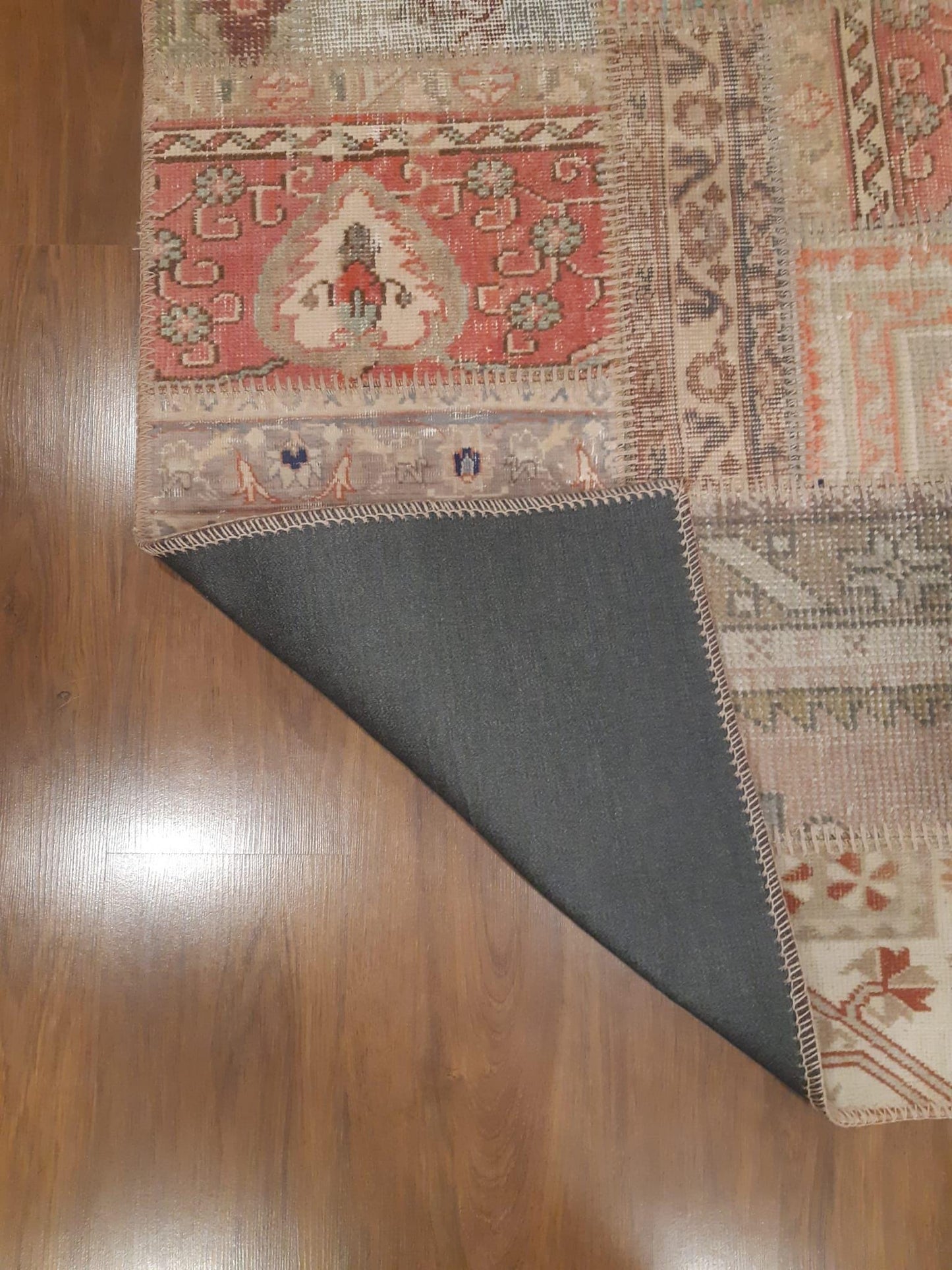 6.6x9.8, Handmade Wool Turkish Patchwork Rug – Vintage, Bohemian, One-of-a-Kind Area Rug