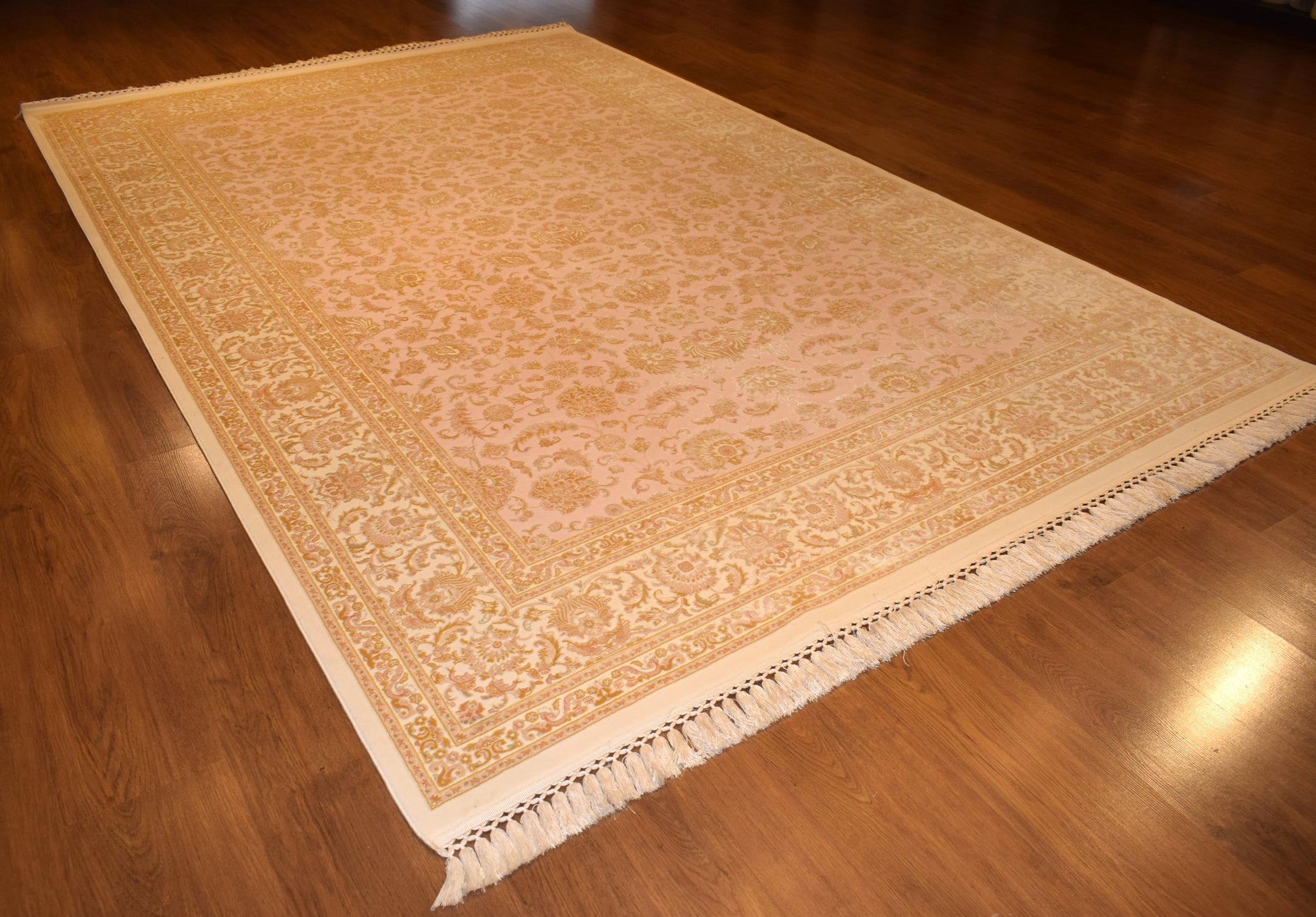 7x10 ft, Fine quality Classic oriental Pink Rug with fringes