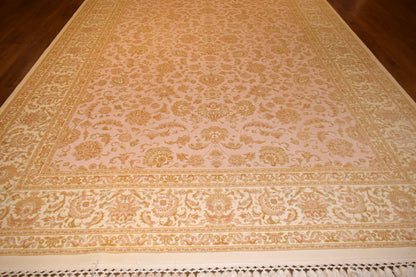 7x10 ft, Fine quality Classic oriental Pink Rug with fringes