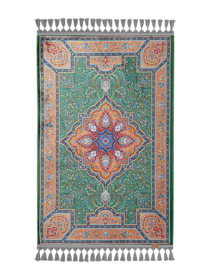Turkish Prayer Rug, Traditional Ottoman Design, Soft Muslim Prayer Mat