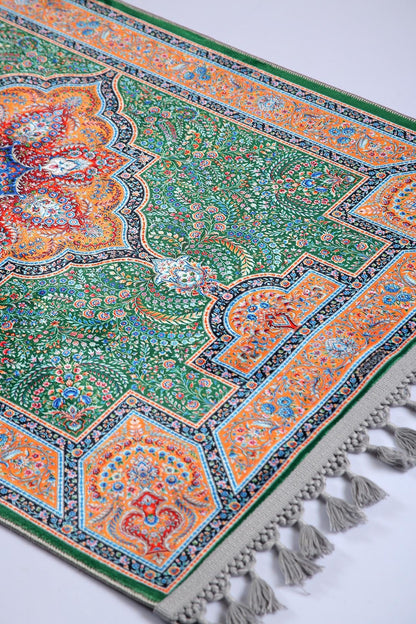 Turkish Prayer Rug, Traditional Ottoman Design, Soft Muslim Prayer Mat