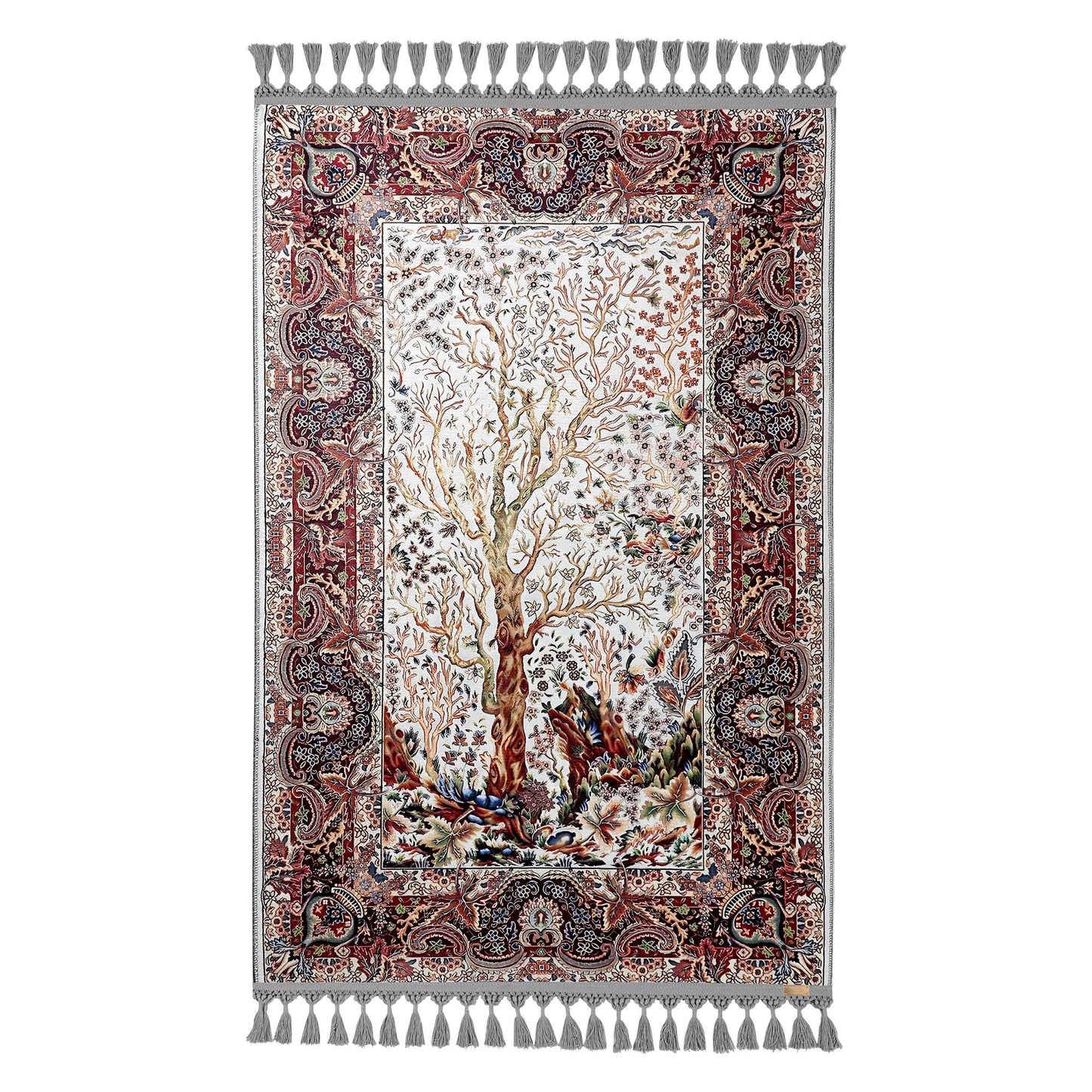 Tree of Life Turkish Prayer Rug – Islamic Mat with Tassels