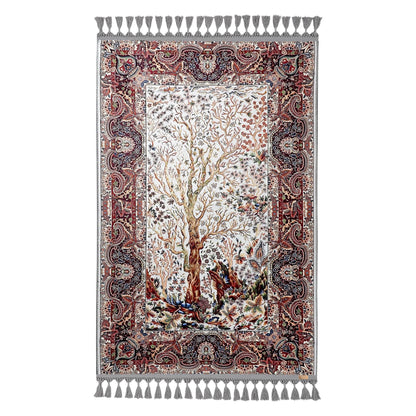 Tree of Life Turkish Prayer Rug – Islamic Mat with Tassels