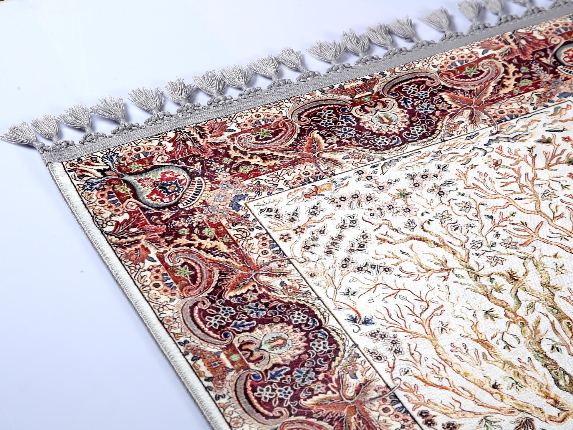 Tree of Life Turkish Prayer Rug – Islamic Mat with Tassels