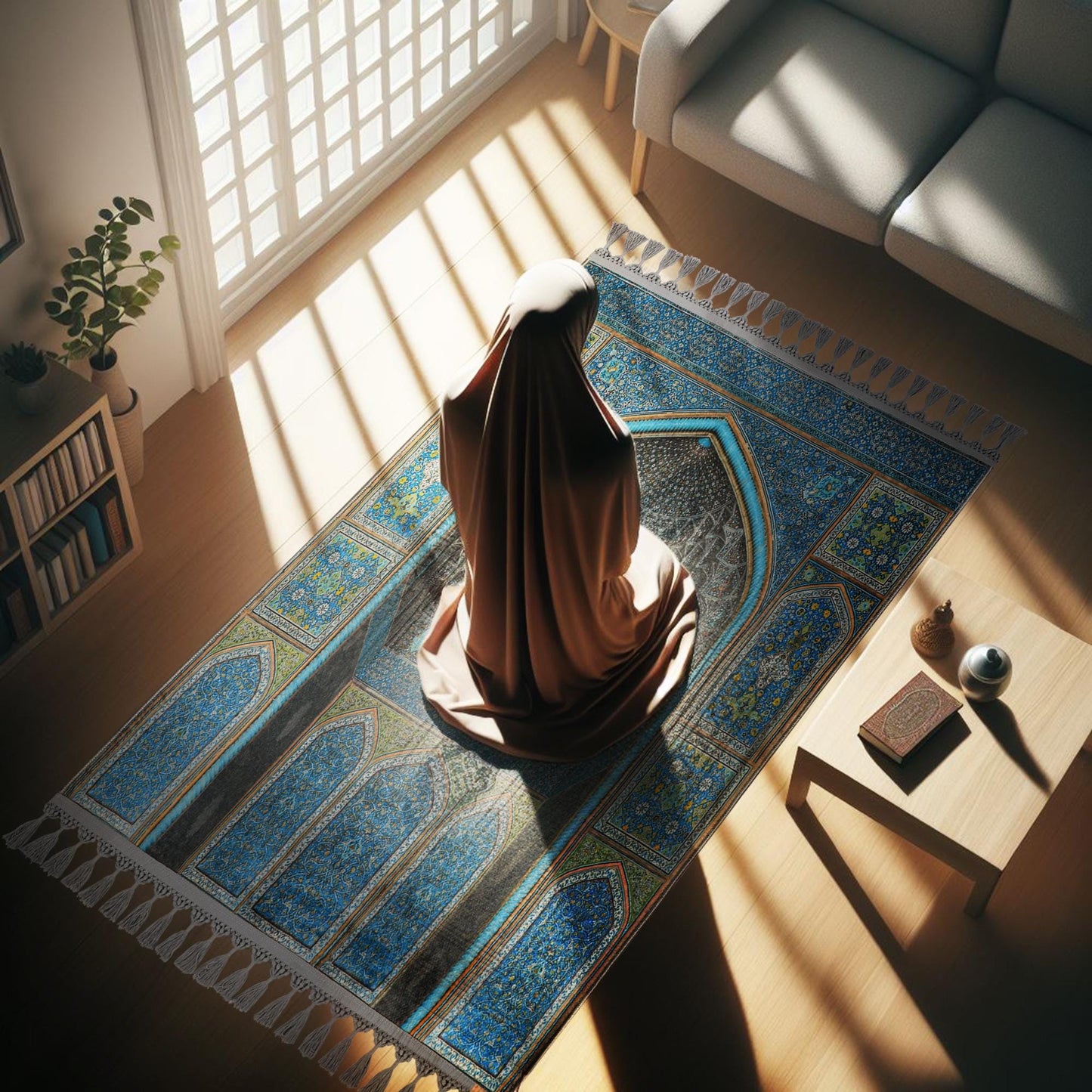 Turkish Prayer Rug, Ottoman Design, Soft Muslim Prayer Mat
