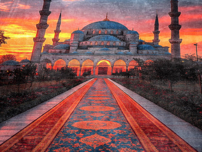 Turkish Prayer Rug, Ottoman Design Muslim Prayer Mat