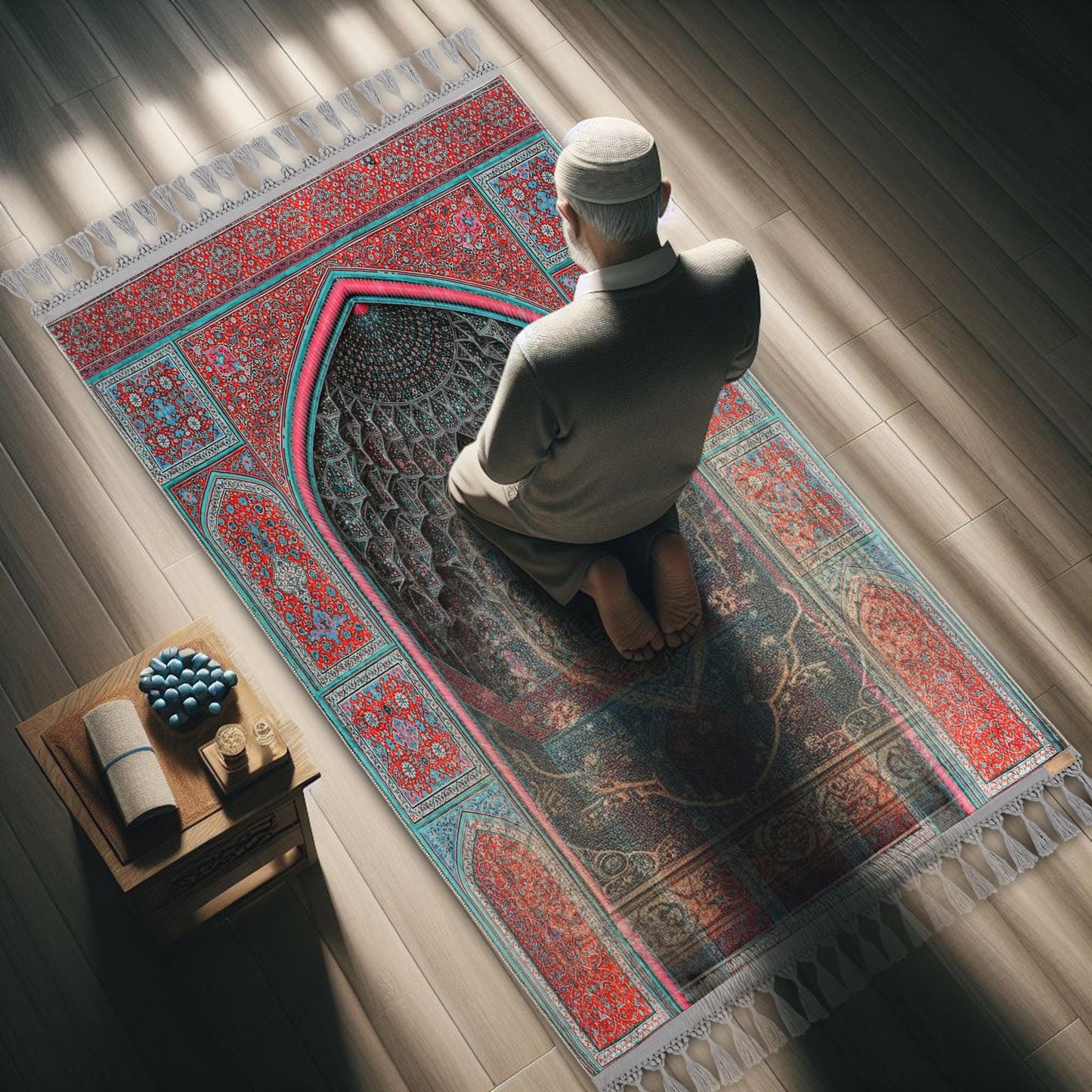 Turkish Prayer Rug, Ottoman Design, Soft Muslim Prayer Mat