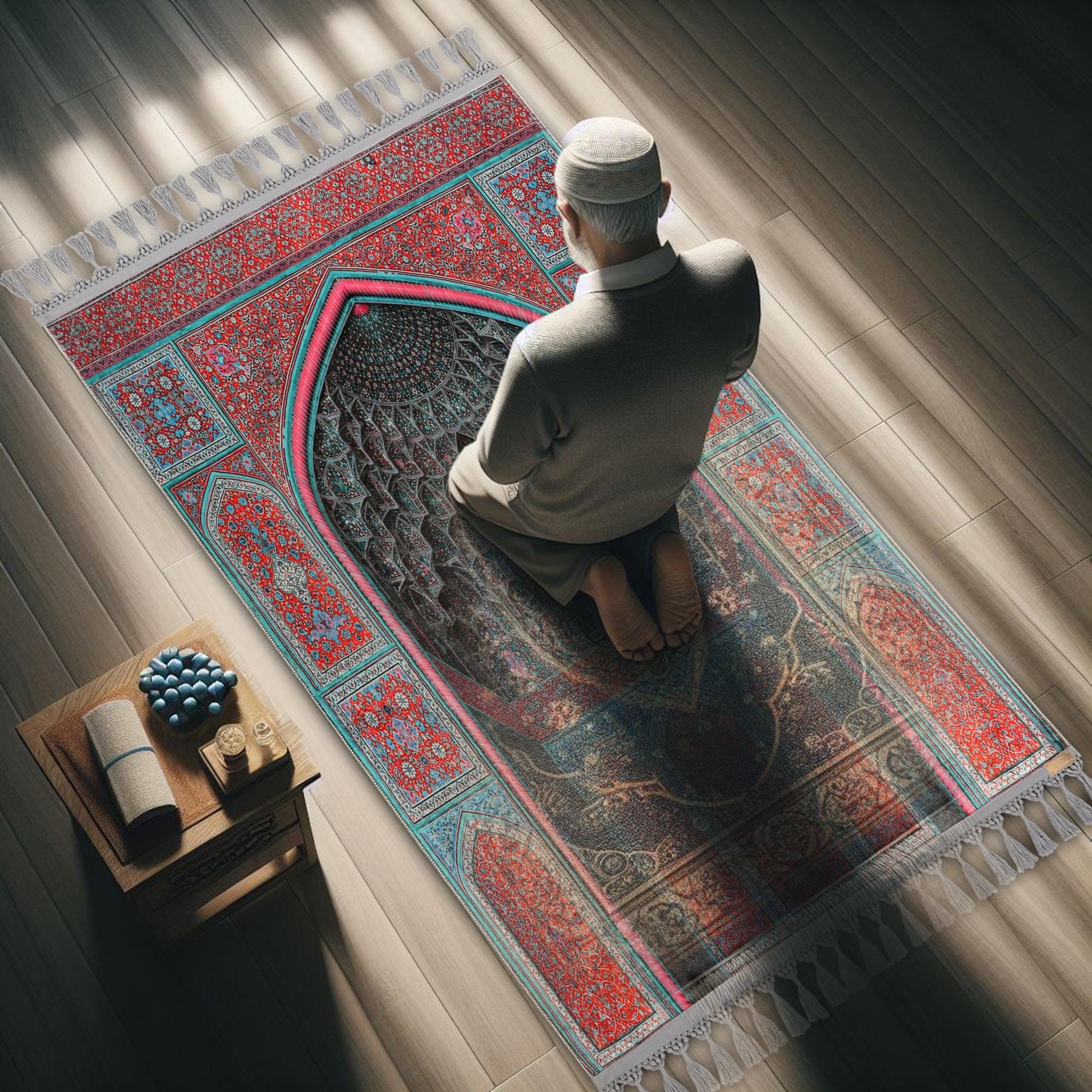 Turkish Prayer Rug, Ottoman Design, Soft Muslim Prayer Mat