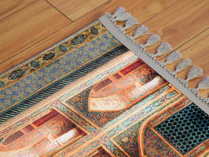 Turkish Prayer Rug, Ottoman Design, Soft Muslim Prayer Mat