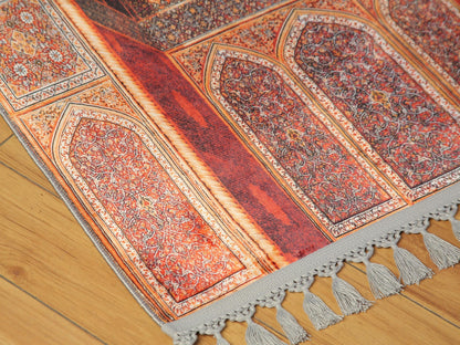 Turkish Prayer Rug, Traditional Ottoman Design, Soft Muslim Prayer Mat