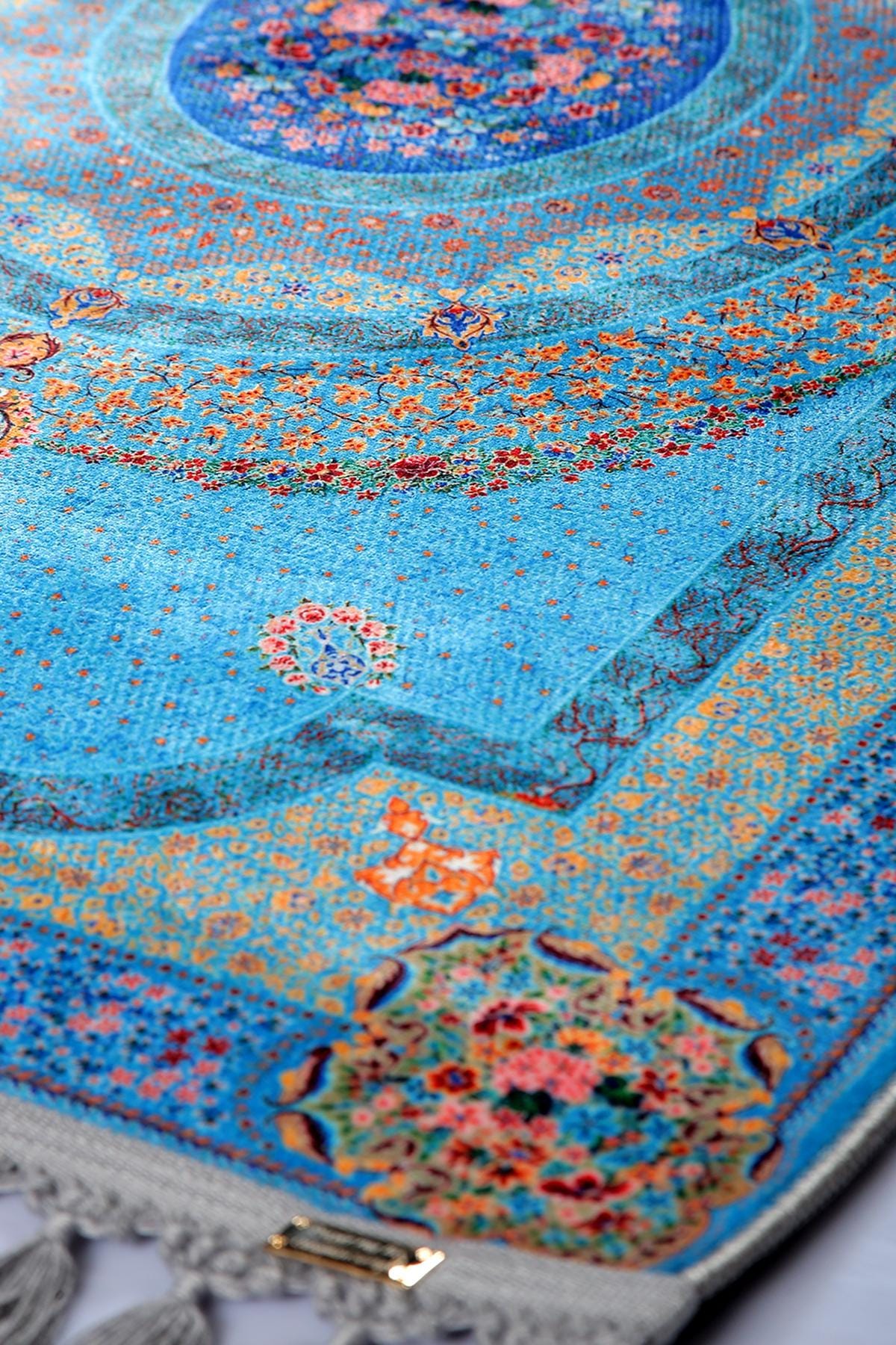 Turkish Prayer Rug, Soft Muslim Prayer Mat, Ottoman Design