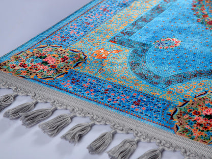 Turkish Prayer Rug, Soft Muslim Prayer Mat, Ottoman Design