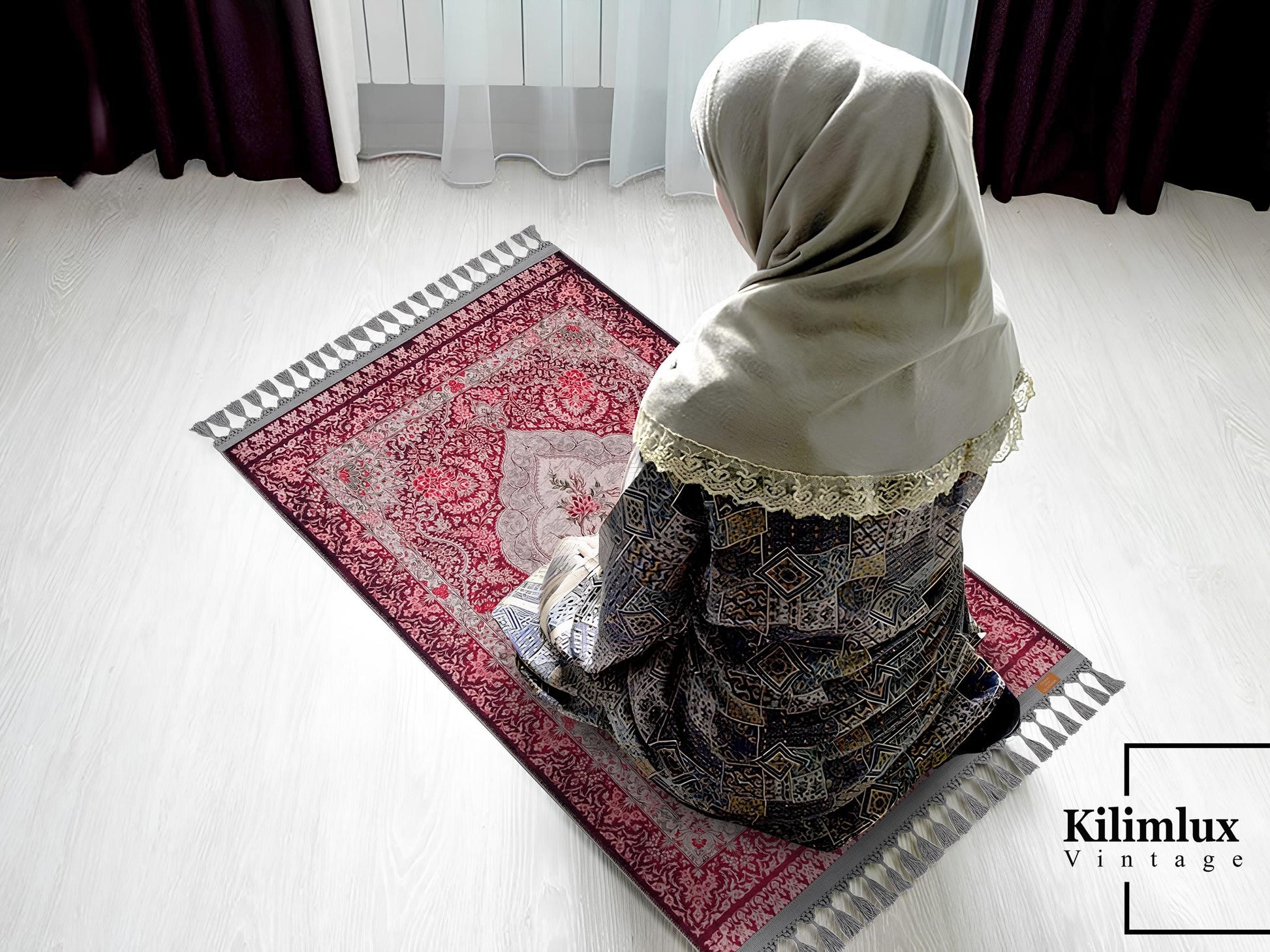 Turkish Prayer Rug, Ottoman Design, Soft Muslim Prayer Mat