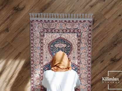 Turkish Prayer Rug, Digital Print Ottoman Design, Muslim Prayer Mat