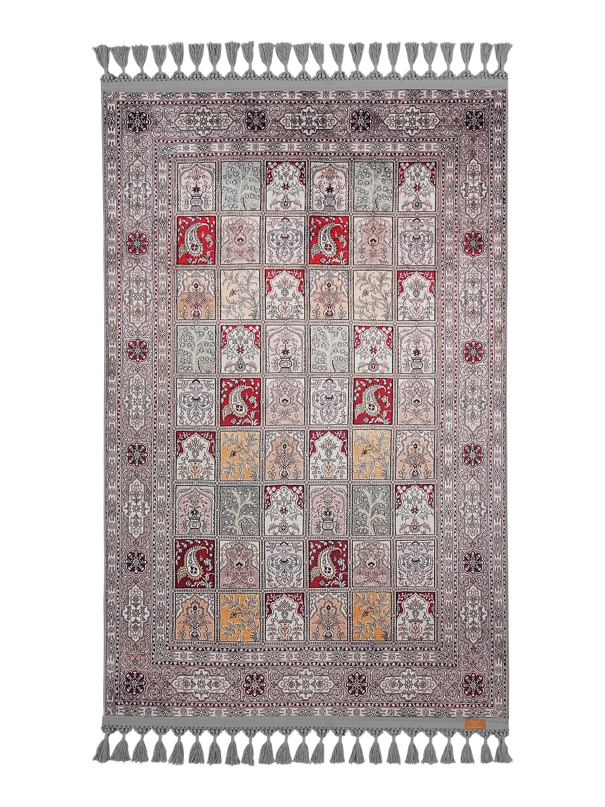 Turkish Prayer Rug, Soft Muslim Prayer Mat, Ottoman Design