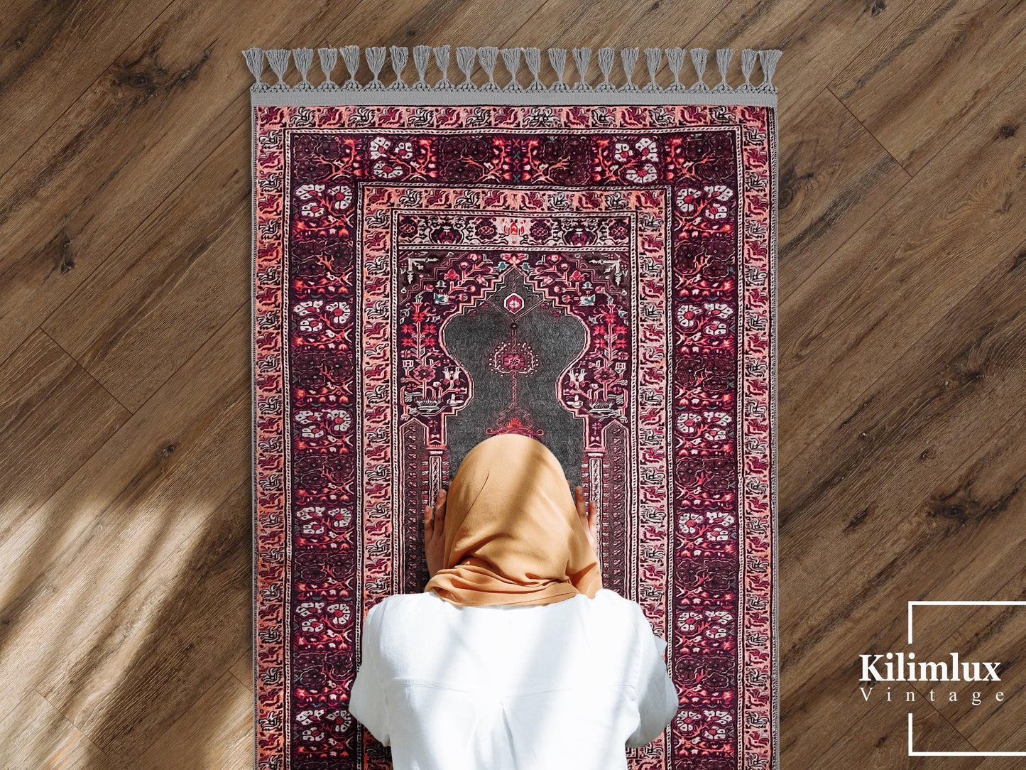 Turkish Prayer Rug, Ottoman Design Muslim Prayer Mat