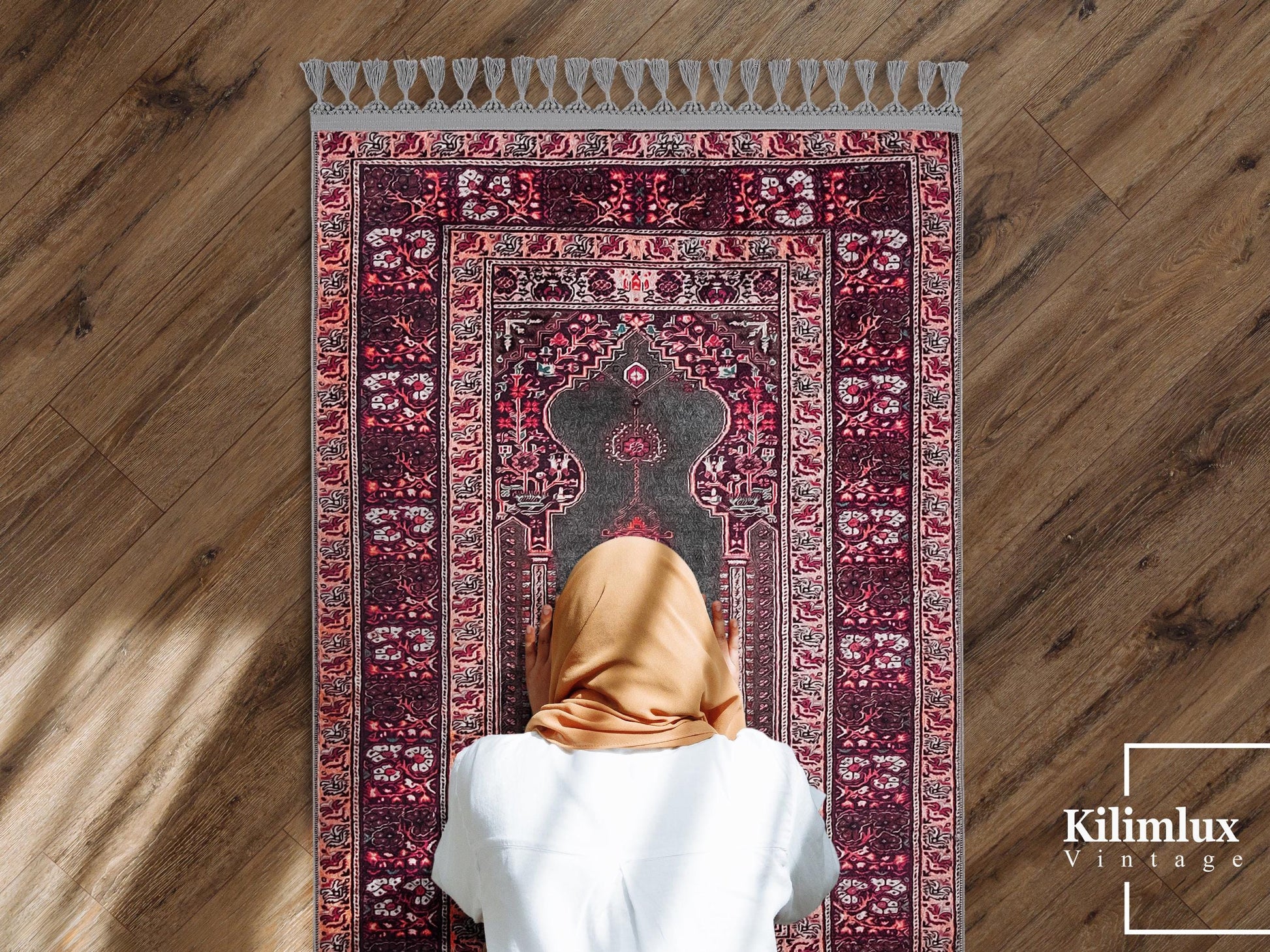 Turkish Prayer Rug, Ottoman Design Muslim Prayer Mat