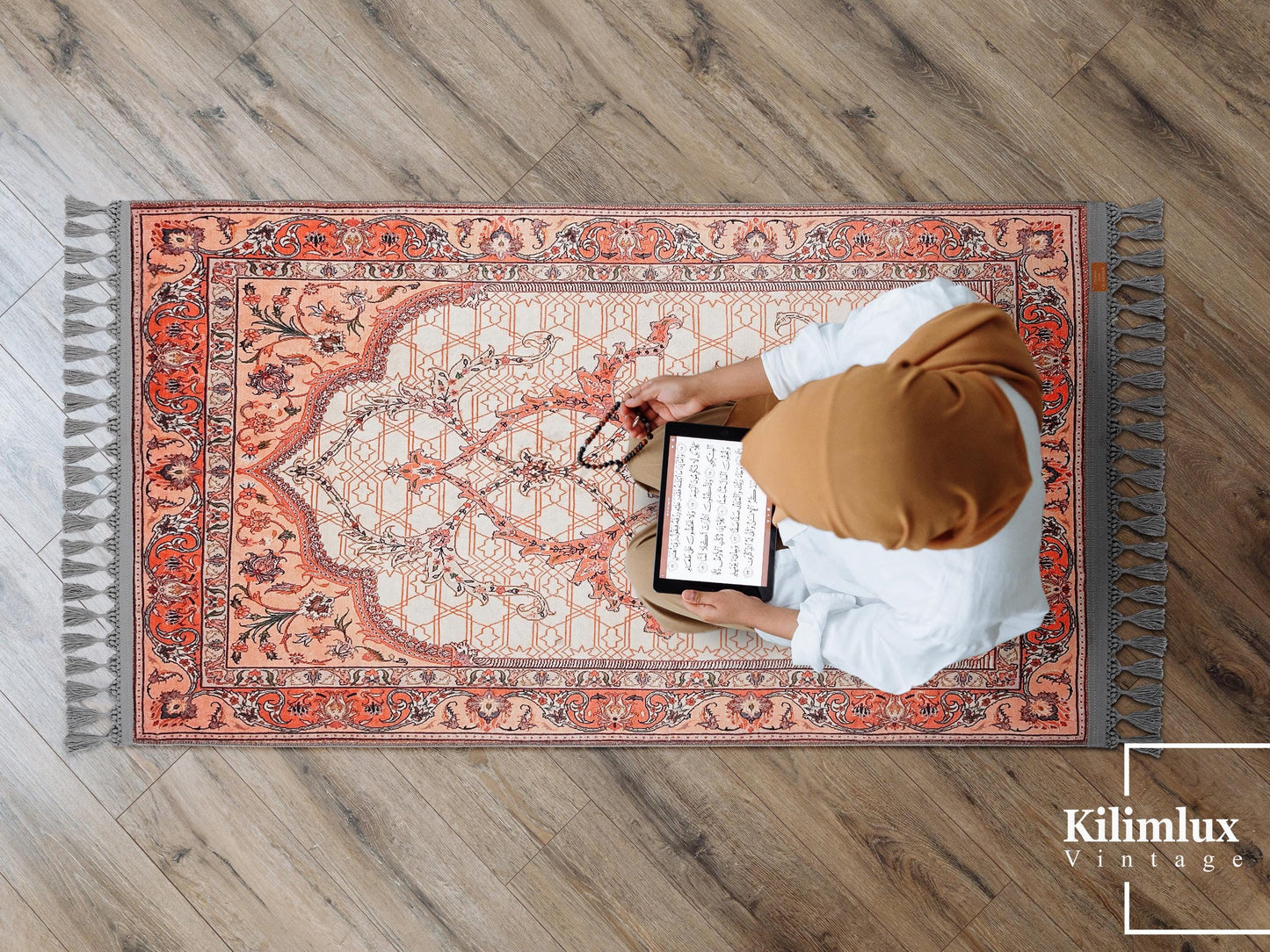 Turkish Prayer Rug, Ottoman Design, Soft Muslim Prayer Mat
