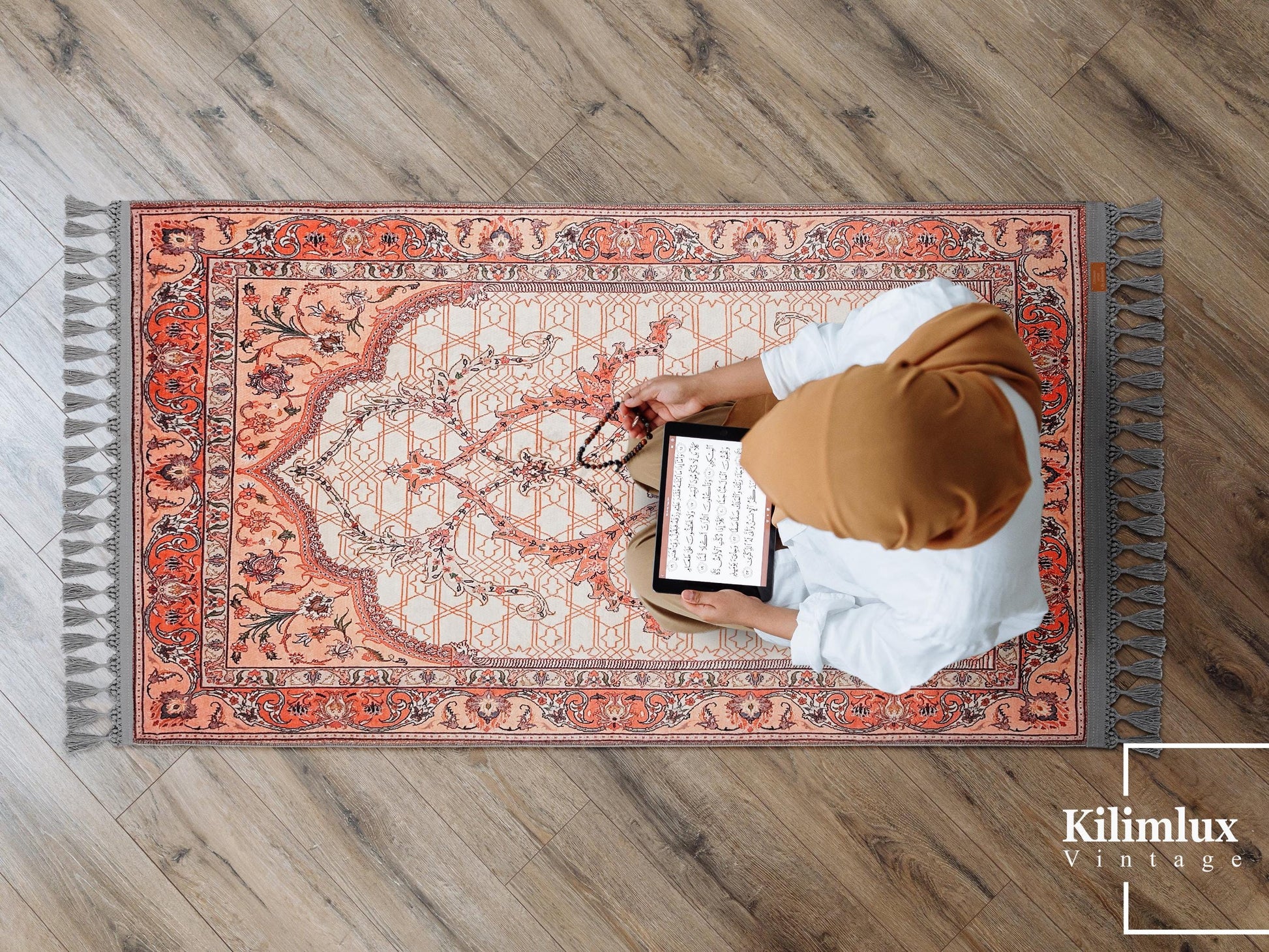 Turkish Prayer Rug, Ottoman Design, Soft Muslim Prayer Mat