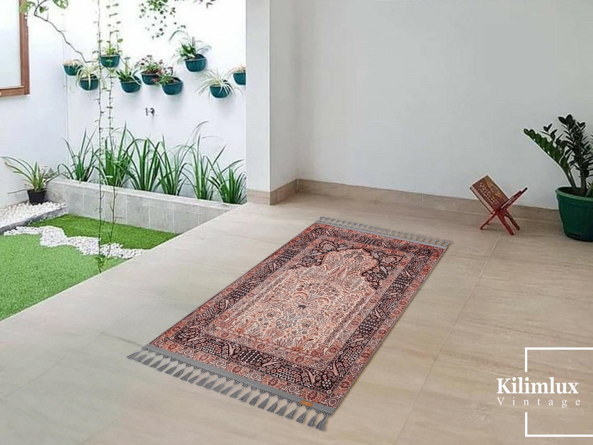 Turkish Prayer Rug, Soft Muslim Prayer Mat, Ottoman Design