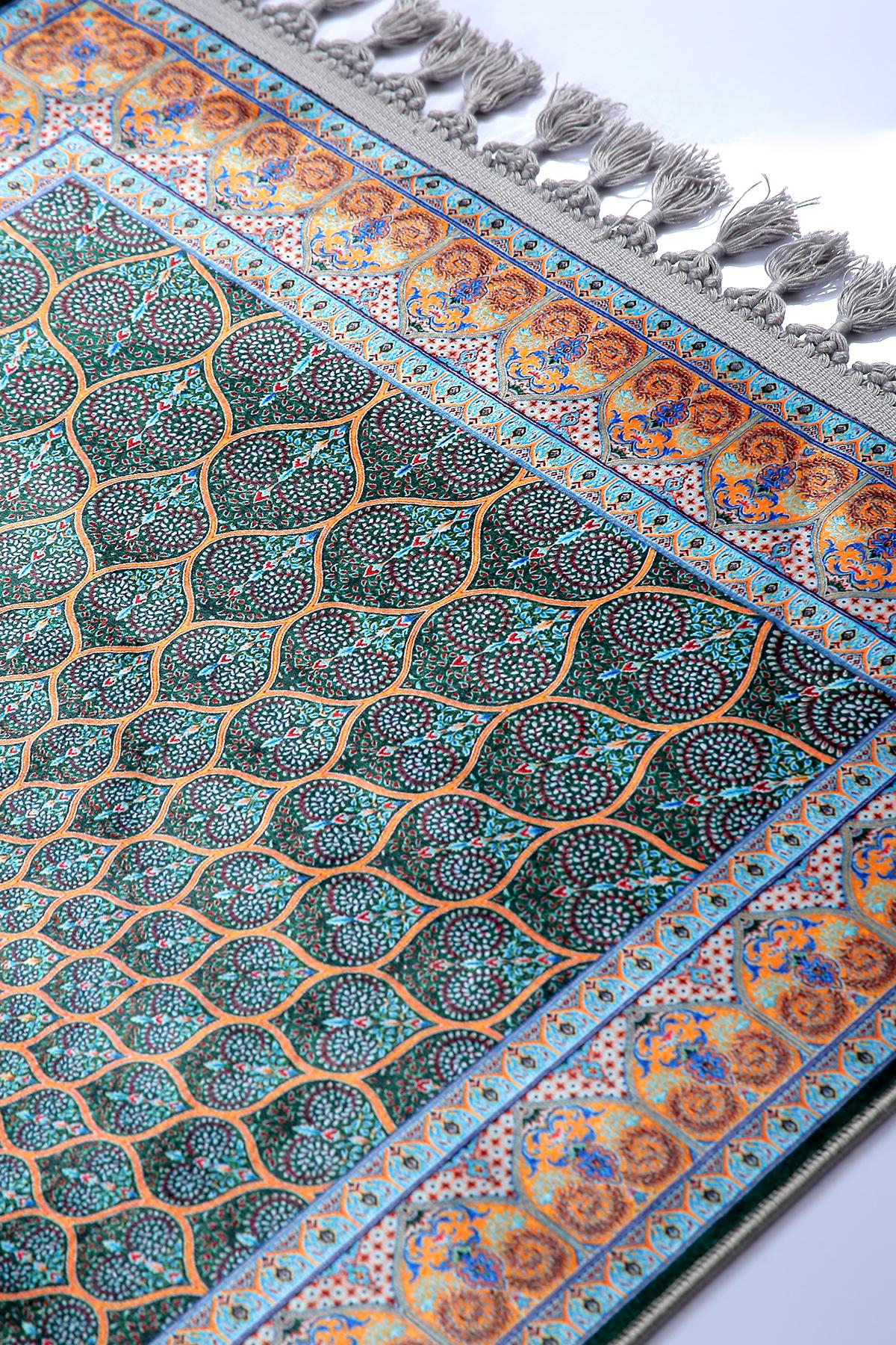 Turkish Prayer Rug, Traditional Ottoman Design, Soft Muslim Prayer Mat