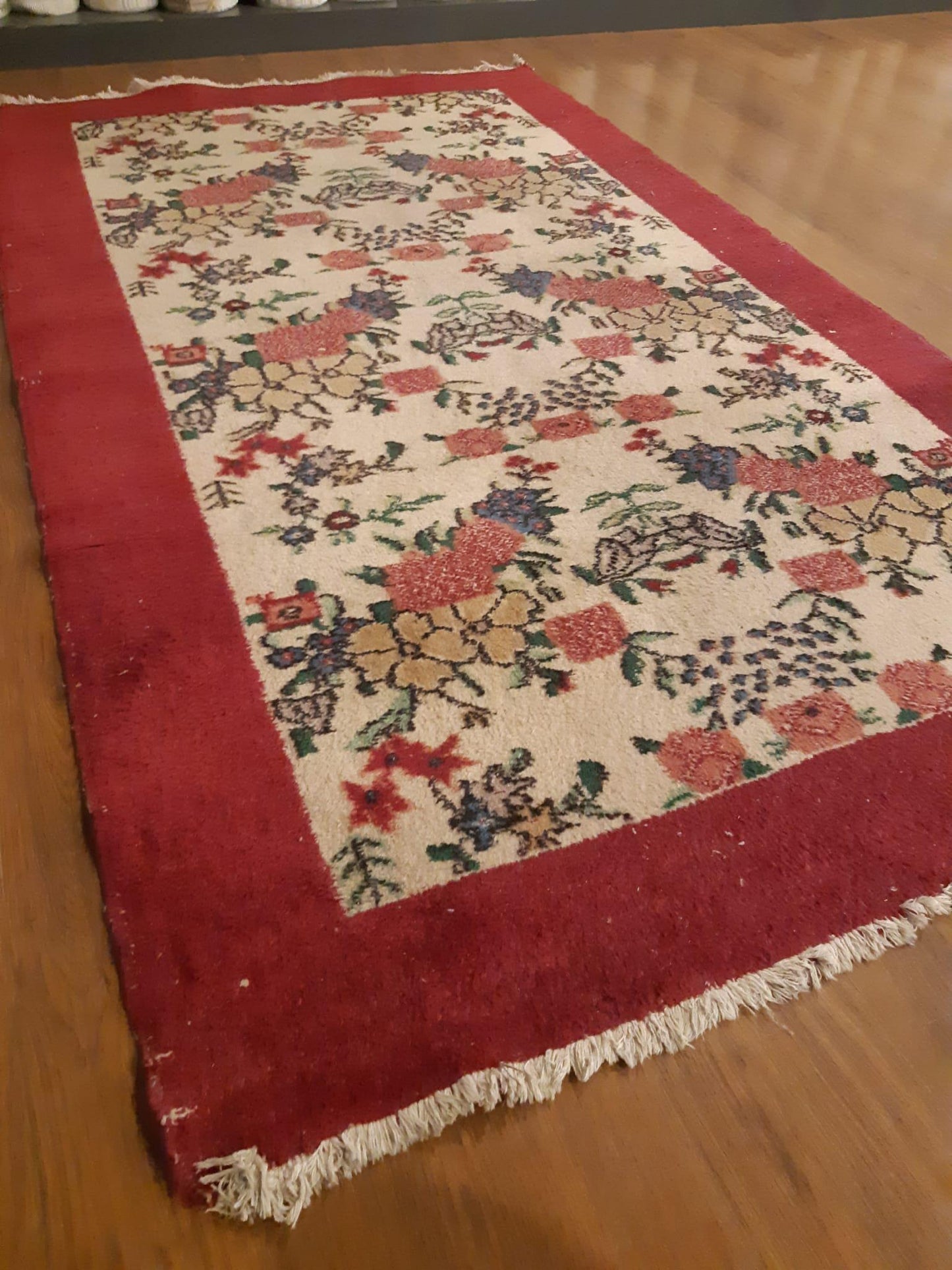 Vintage Turkish Wool Rug (3.8x6.9 ft): Handmade Anatolian Persian Design