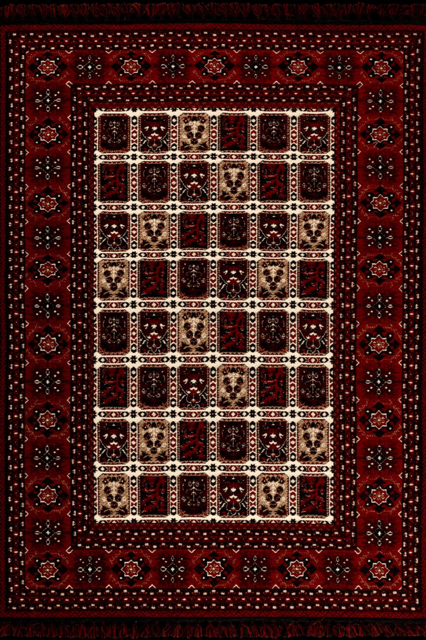 Red Oriental Afghan Rug: Washable Farmhouse Bohemian carpet