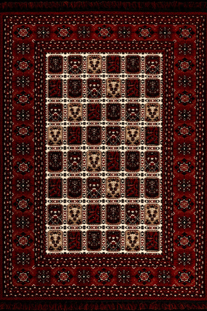 Red Oriental Afghan Rug: Washable Farmhouse Bohemian carpet