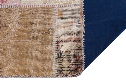 Handmade Wool Turkish Patchwork Rug: 4x6 Vintage Bohemian Area Rug