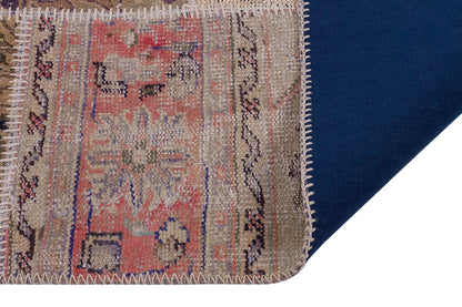 Handmade Wool Turkish Patchwork Rug: Vintage Bohemian Area Rug (5x8)