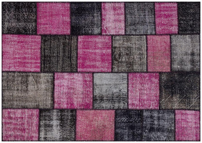 5.6x8, Handmade Wool Turkish Patchwork Rug – Vintage, Bohemian, One-of-a-Kind Area Rug