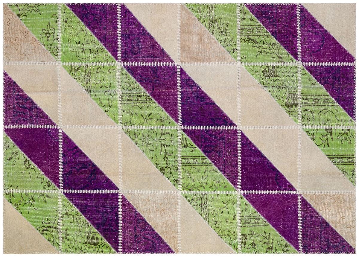 5.6x8, Handmade Wool Turkish Patchwork Rug – Vintage, Bohemian, One-of-a-Kind Area Rug