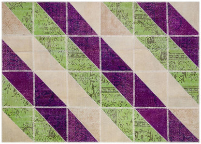 5.6x8, Handmade Wool Turkish Patchwork Rug – Vintage, Bohemian, One-of-a-Kind Area Rug