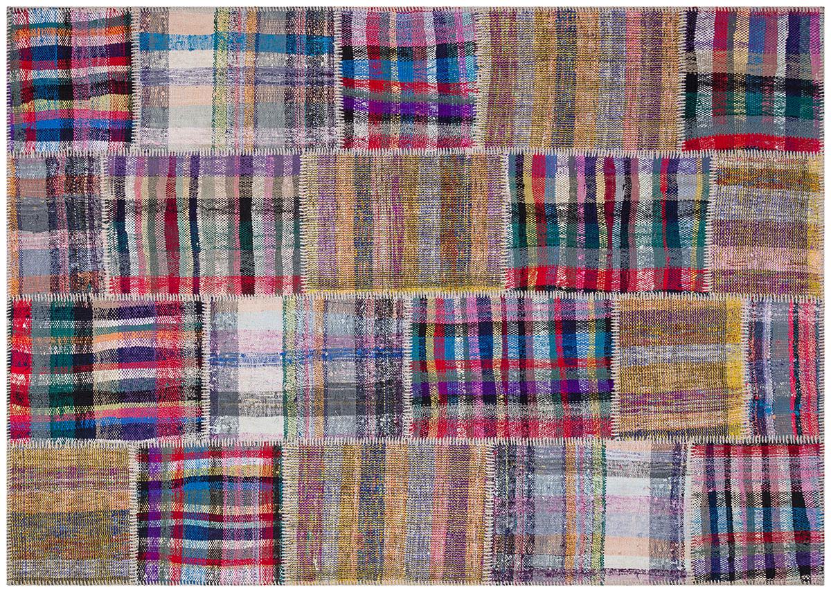 5.6x8, Handmade Wool Turkish Patchwork Rug – Vintage, Bohemian, One-of-a-Kind Area Rug