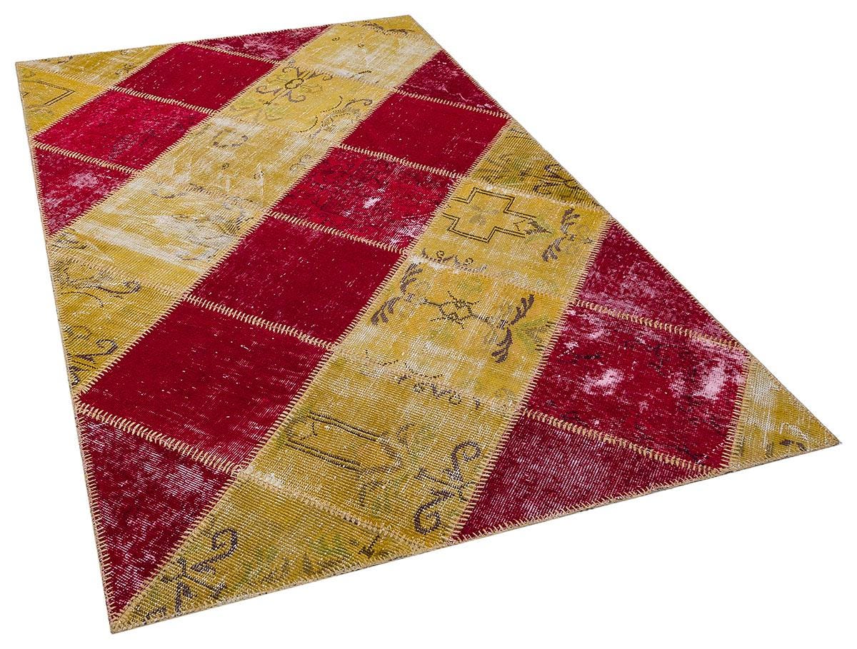 5.6x8, Handmade Wool Turkish Patchwork Rug – Vintage, Bohemian, One-of-a-Kind Area Rug