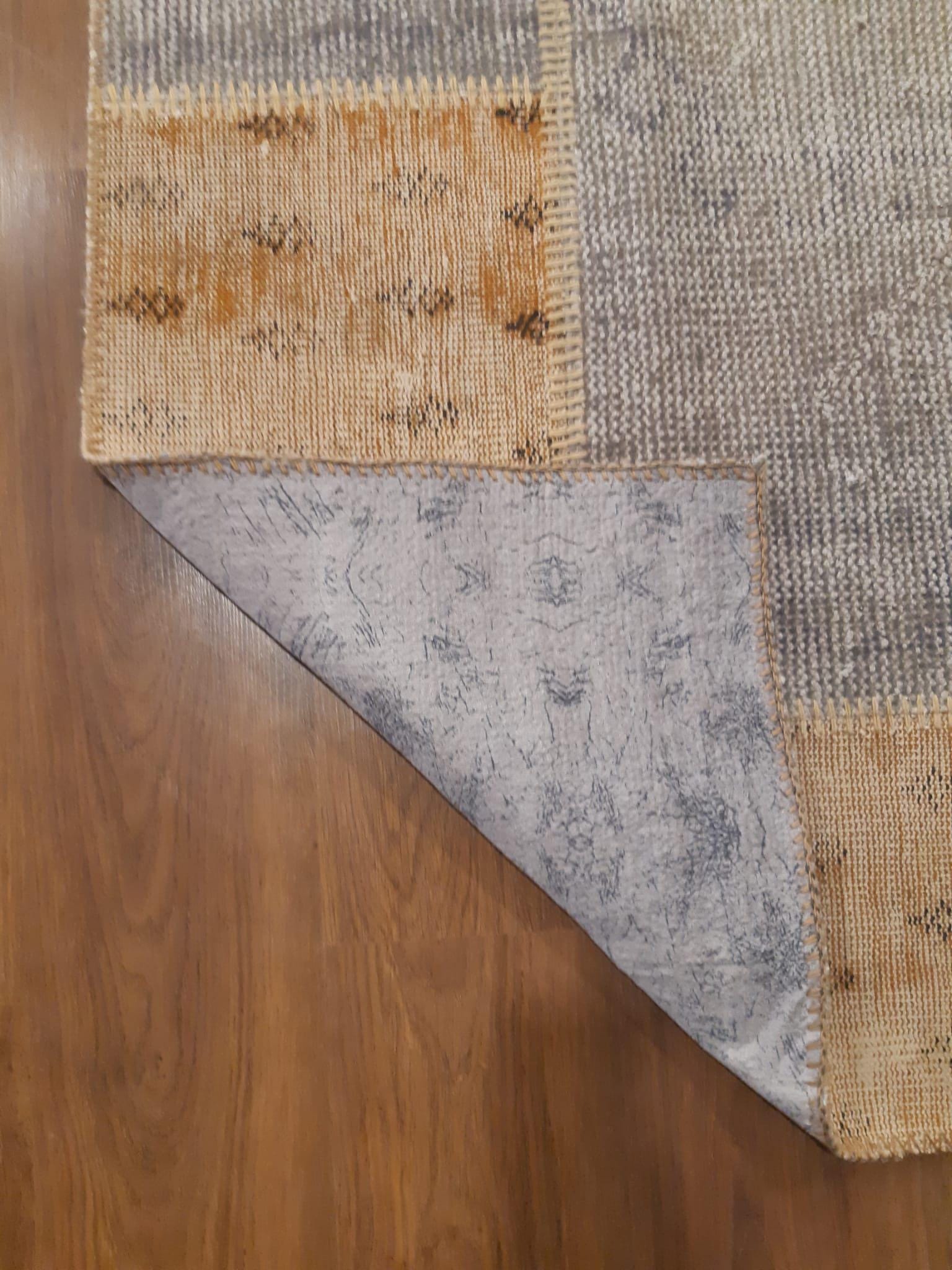 4.3x7.9, Handmade Wool Turkish Patchwork Rug – Vintage, Bohemian, One-of-a-Kind Area Rug