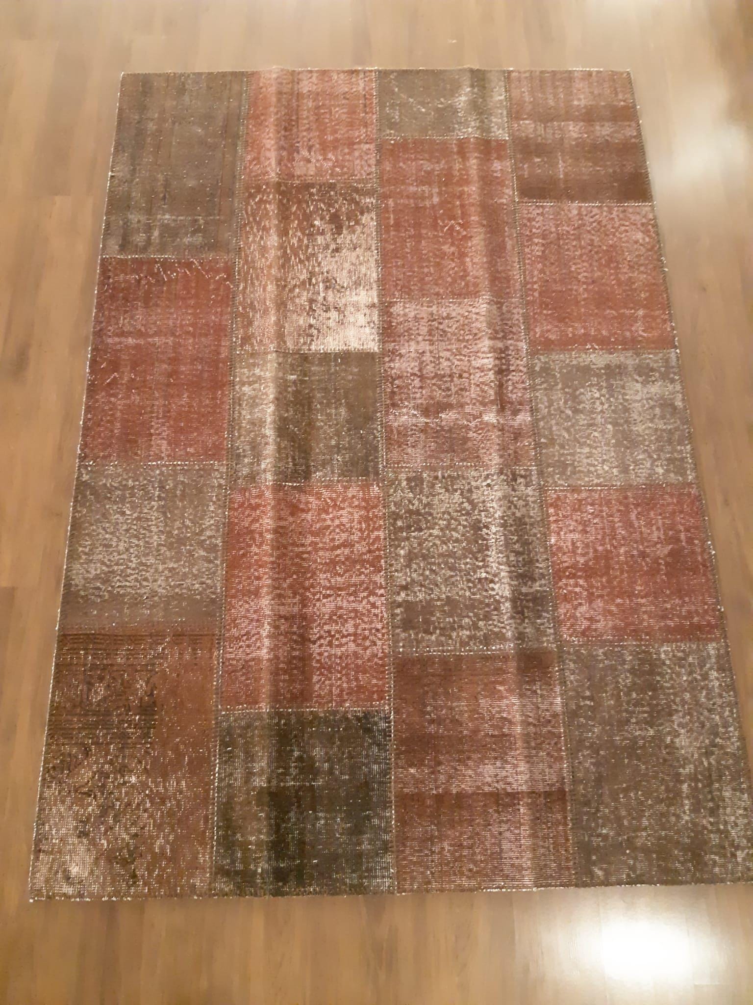 5.6x8, Handmade Wool Turkish Patchwork Rug – Vintage, Bohemian, One-of-a-Kind Area Rug