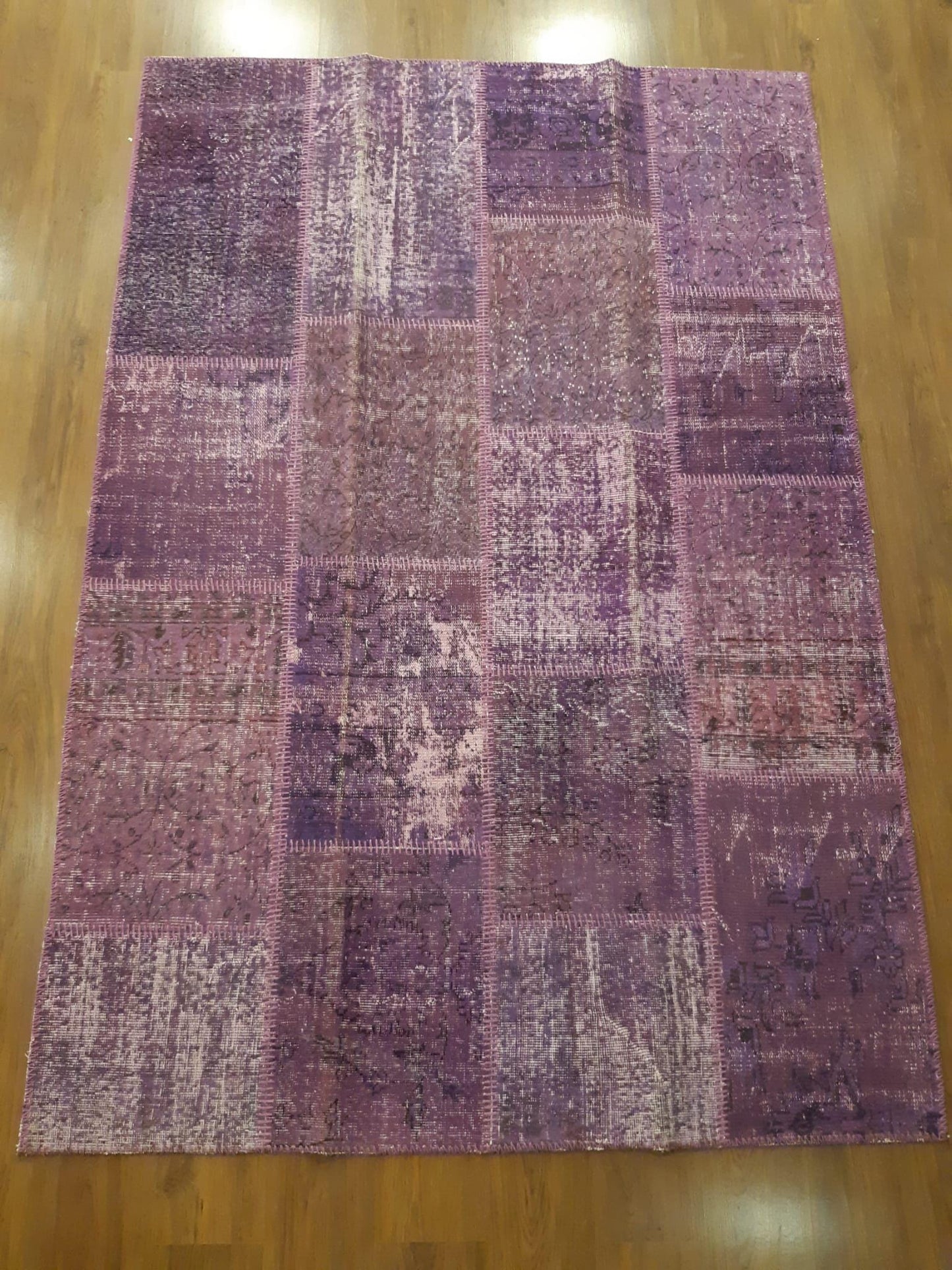 5.6x8, Handmade Wool Turkish Patchwork Rug – Vintage, Bohemian, One-of-a-Kind Area Rug