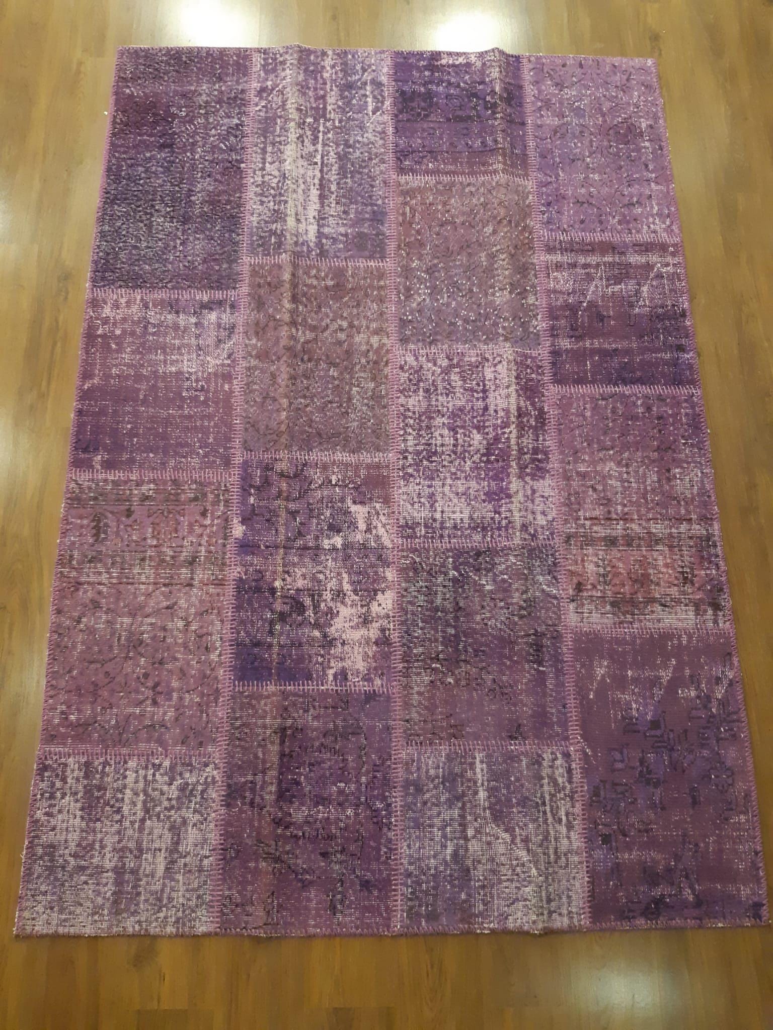 5.6x8, Handmade Wool Turkish Patchwork Rug – Vintage, Bohemian, One-of-a-Kind Area Rug